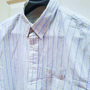 IZOD Mens Striped Button Down Shirt 100% COTTON XL